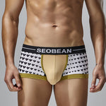2 Pack Men's Low Rise Sexy Heart U-Shaped Pouch Boxer Briefs