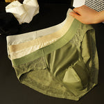 3 Pack Men's Ice Silk 10A Cooling Camellia Satin Lace Briefs