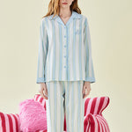 Ultra-Soft Cotton Thin Long-Sleeve Striped Lightweight Luxury Soft Pajama Sets