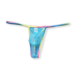 3-pack Men's Sexy Rainbow Transparent Convex Pouch Breathable Thong