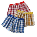 2 Pack Men's Mid-Rise Premium Cotton Plaid Quick-Dry Boxer Shorts