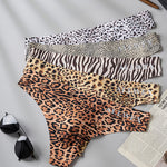 4 Pack Men's Seamless Leopard Print Low-Rise & Quick-Dry Thongs