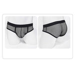 3 Pack Men's Sheer Elegance Mesh Solid Color Low-Rise Stretch Briefs