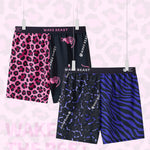 3 Pack Men's Leopard Print Ice Silk Loose-Fit Breathable Boxer Shorts