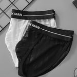 2 Pack Men's Sheer Mesh Low-Rise Breathable Briefs