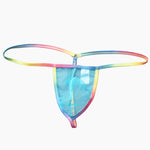 3 Pack Men's Sexy Mesh Strings with Rainbow Waistband