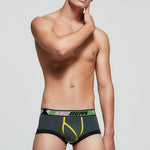 2 Pack Men's Cotton Sport Trunks with U-Pouch & Color-Block Design