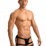 2 Pack Men's Low-Rise Strap Bikini with Support Pouch – Sexy Leg Strap