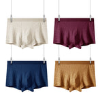 4 Pack Men's Antibacterial Cotton Jacquard Breathable Solid Color Trunks