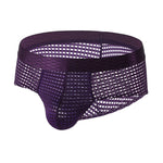 4 Pack Men's Breathable Mesh Solid Sheer & Sexy Wide Waistband Briefs