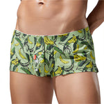 2 Pack Men's Banana Print Cotton Lounge Shorts with Button Fly
