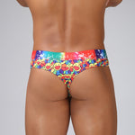 4 Pack Men's Playful-Rainbow Print U-Pouch Thongs
