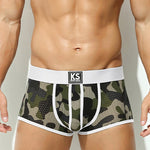 2 Pack Men's Sexy Mesh Camouflage Quick-Dry Large Pouch Low-Rise Trunks