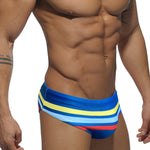 Men's 4-Way Stretch Perfect Fit Colorful Striped Swim Briefs