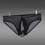 Men's Solid Color Detachable Front Pouch & Back Slit Briefs