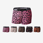 4-Pack Men's Leopard Print Mid-Rise Breathable Trunks