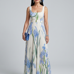 Victoria | Square Neck Floral Midi Dress