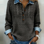 Trendy Sweatshirt with Half Button and Collar