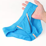 3 Pack Men's Breathable Separate Pouch Low-Rise Briefs with Openable Front Pouch