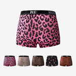 4-Pack Men's Leopard Print Mid-Rise Breathable Trunks