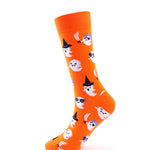 4 Pairs Pumpkin Personality Skeleton Cartoon Trendy Cotton Crew Socks