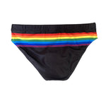 Men's Colorful Striped Stretch Fit Comfy Waistband Swim Briefs