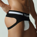 2 Pack Men's Cotton Jockstrap with Colorblock Design Athletic Support Fit