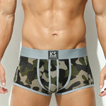2 Pack Men's Sexy Mesh Camouflage Quick-Dry Large Pouch Low-Rise Trunks