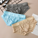 3 Pack Men's Skin-Friendly Solid Color Supportive Pouch Stretch Fit Cooling Briefs