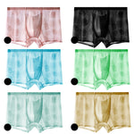 4 Pack Men's Ice Silk Antibacterial Mid-Rise Seamless Comfort Trunks