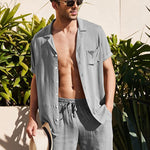 Men’s Button Down Short Sleeve Shirt Top and Shorts Set