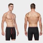 2 Pack Men's Long High Waist Cotton Sports Anti-friction Leg Boxer Briefs