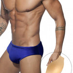 Men's Seamless Comfort Solid Color Shiny Swim Briefs