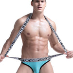 Men's Sexy Mesh U-convex Large Pouch Breathable Vest One-piece Suspender T-back