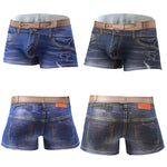 2 Pack Men's Denim Printed Cotton Boxer Briefs