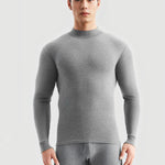 Men's Pure Cotton Mid-Neck Thin Base-Layer Seamless Comfort Thermal Sets