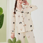 Double-layered Crepe 100% Cotton Solid Color Couple Pajamas Set
