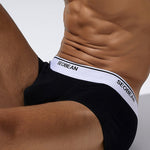 2 Pack Men's Cotton-Spandex Blend Solid Color Elastic Breathable Trunks