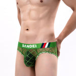 3 Pack Men's Low-Rise Lace Sexy Mesh Briefs And Thongs