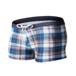 Men's Drawstring Plaid Swim Shorts With Pockets