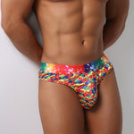 4 Pack Men's Playful-Rainbow Print U-Pouch Thongs
