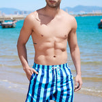 Men's Spliced Striped Drawstring Waist Board Shorts