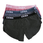 3 Pack Men's Mid-Rise & Breathable Striped Design Soft Boxers
