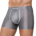 3 Pack Men's Ice Silk Full-Coverage Antibacterial Mid-Rise Boxer Briefs
