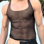 Men's High Stretch Solid-colored Ice Silk Vest & Briefs