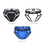 3 Pack Men's Sporty Cut Breathable Mesh Solid Color Seamless Briefs