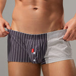 2 Pack Men's Fashionable Cotton Lounge Shorts with Stripe Patchwork