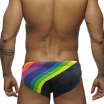 Men’s Rainbow Stripes Swim Briefs with Removable Pad