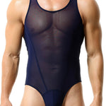 Men's Sexy Mesh Wrestling Singlet Bodysuit