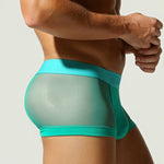 2 Pack Men's Stay-Put Fit Lightweight & Airy Solid Color Semi-Transparent Trunks